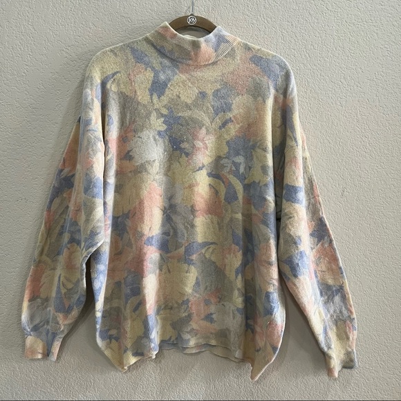 ASPHALT Womens Wool Blend Butter Yellow Floral Sweater Sz M-L Boho Casual - Picture 1 of 7